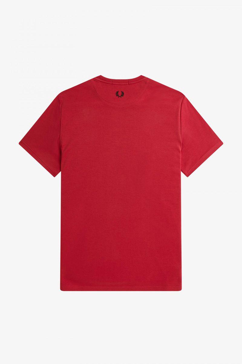 Red Fred Perry Printed Hem Patch Men's T Shirts | PH 1741JPQJ